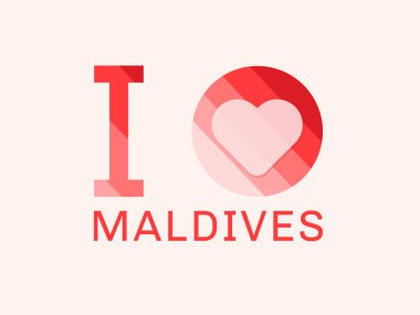 Kalp şeklindeki Maldivleri seviyorum Vektör