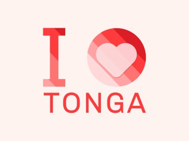 Kalp şeklindeki Tonga 'yı seviyorum vektör