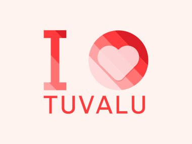 Tuvalu 'yu kalp şeklinde seviyorum vektör