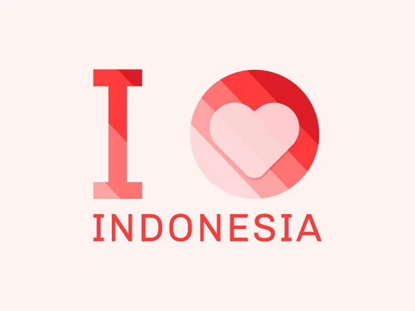 Amo Indonesia Con Forma Corazón Vector — Vector de stock