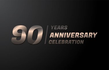90 yıllık altın yıldönümü kutlaması logosu, yıldönümü bayrak vektörü, siyah arka planda izole edilmiş.