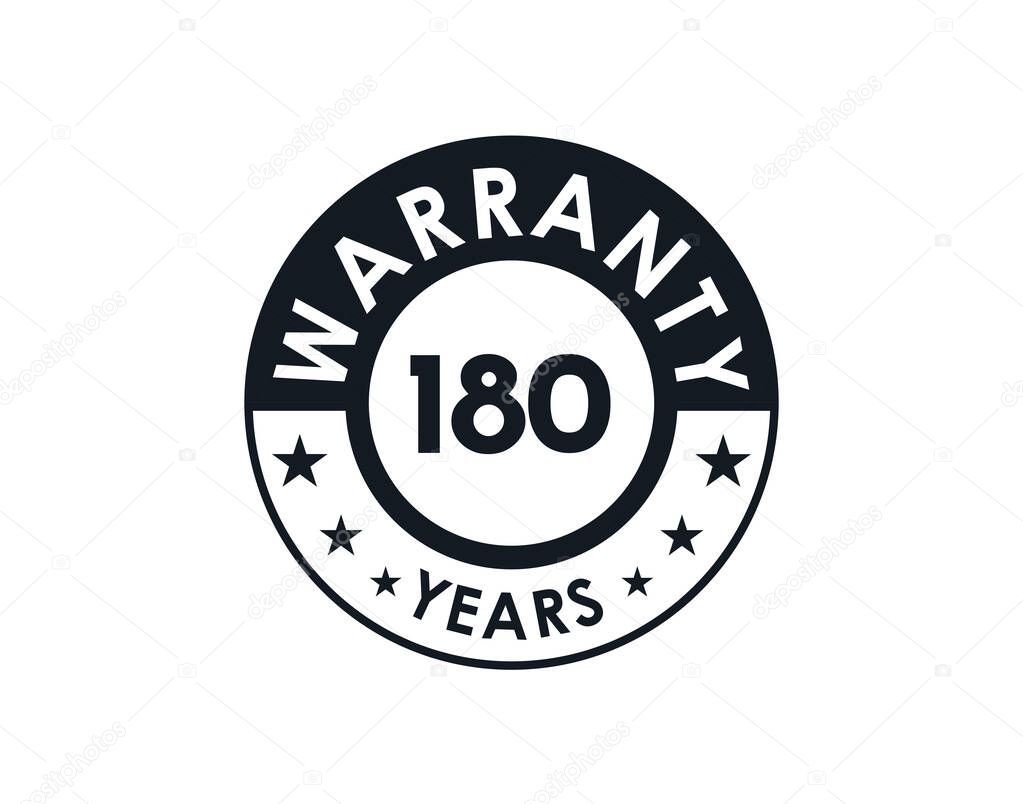 180 years warranty logo isolated on white background