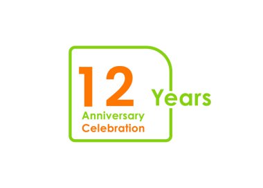 12. Yıldönümü Kutlama Vektör Şablonu Tasarım İllüstrasyonu