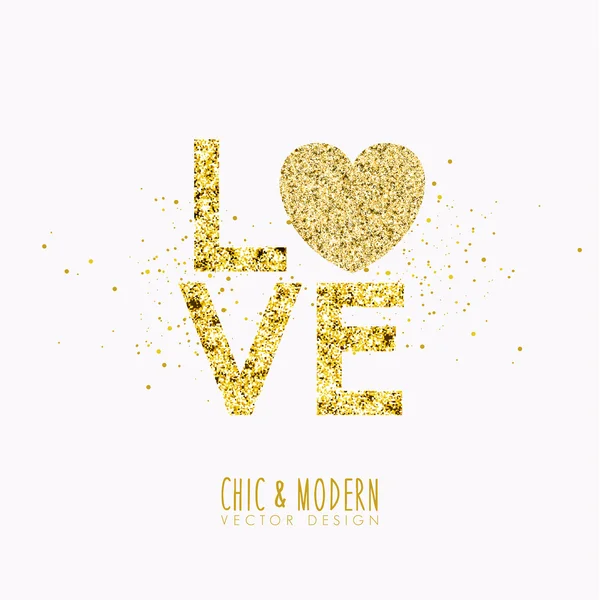 Ouro Chic Love fundo Vector Design Elemento —  Vetores de Stock