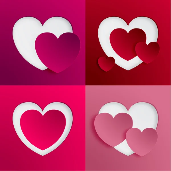Srdce tvar Valentine den papíru řezané out vektor — Stockový vektor