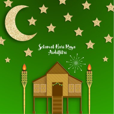 Selamat Hari Raya Aidilfitri vektör tasarımı