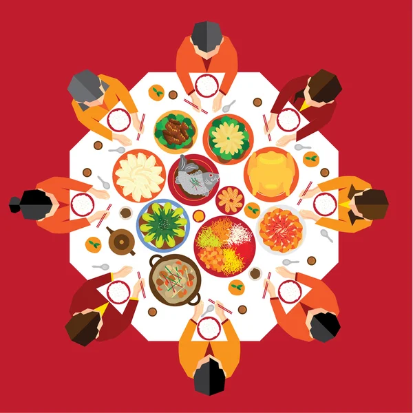 Китайський Новий рік обіду Реюньйон Ліцензійні Стокові Ілюстрації
