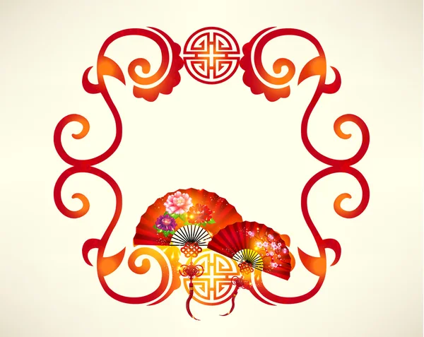 Ευτυχισμένος Κινέζοs νέο έτος διακόσμηση πλαίσιο — Διανυσματικό Αρχείο