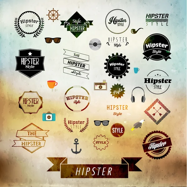 Hipster Label e Design de Vetor Ícone de Emblema — Vetor de Stock