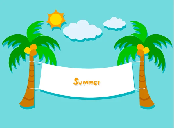Sommer-Banner-Karte mit Kokospalmen — Stockvektor