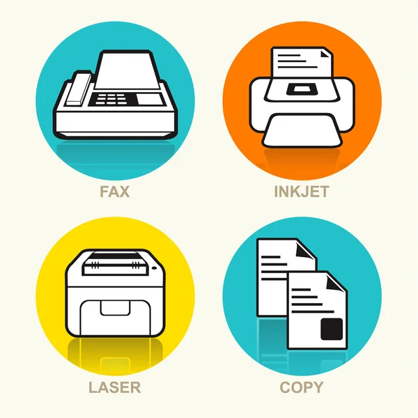 Printing Machine Vector Icon Set — Stock Vector