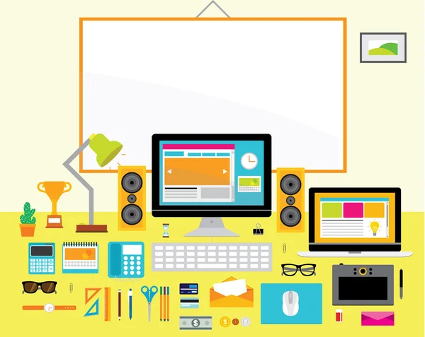Éléments de conception pour le milieu de travail des bureaux d'affaires Graphismes Vectoriels