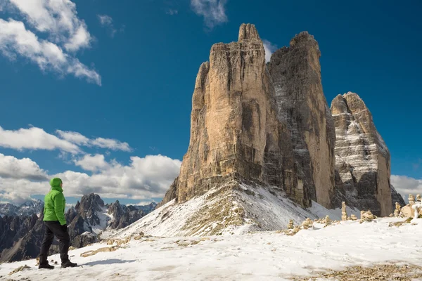 Drei Zinnen and Female hiker — Stock Photo, Image