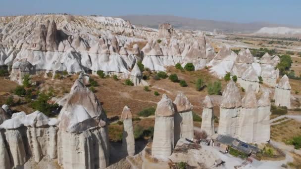 Capadócia vista aérea drone para Love Valley Goreme Turquia — Vídeo de Stock