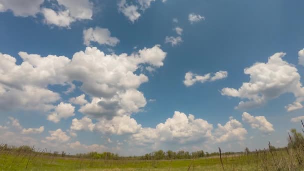 4k tid förflutit vacker blå himmel med moln bakgrund — Stockvideo