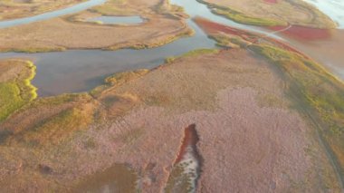 Sivash Gölü, Ukrayna 'daki sıradışı adalara insansız hava aracı görüntüsü
