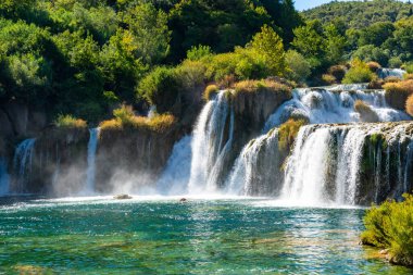 Krka Ulusal Parkı, Şelale Skradinski buk, Hırvatistan.