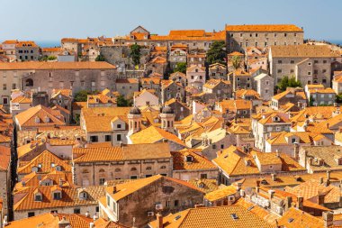 Panorama Dubrovnik Eski Şehir çatıları. Avrupa ve Hırvatistan