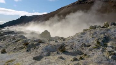Hver Myvatn jeotermal alanı doğal buharlı İzlanda