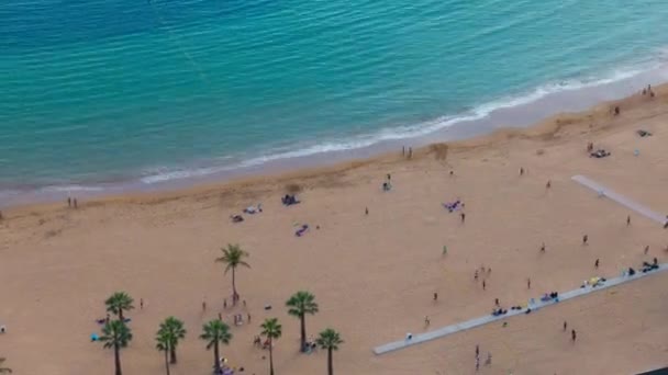 Timelapse aéreo de personas en la playa de Teresitas, Tenerife, Islas Canarias — Vídeo de stock