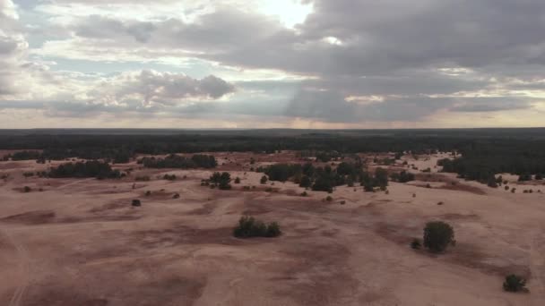 Badland di sabbia. Disastro della deforestazione, cambiamento climatico riscaldamento globale — Video Stock