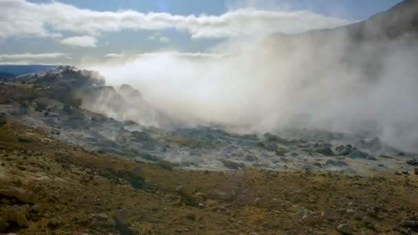 Obszar geotermalny Hverir Myvatn z naturalną parą wodną Islandia — Wideo stockowe