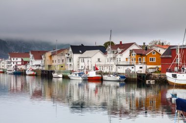 Fishing village Henningsvaer in lofoten, norway clipart
