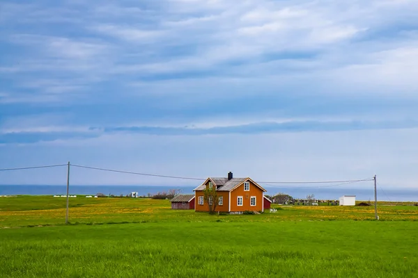 田舎でノルウェーの伝統的な一人で家 — ストック写真