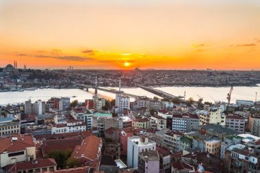 Istanbul, Galata Kulesi'nden gün batımı görünümü