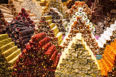 Turkish delight sweets at the Spice Market in Istanbul Turkey clipart