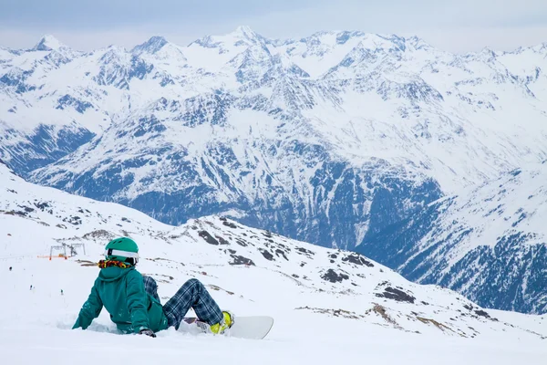 Snowboardåkare, Sölden, Österrike, extrema vintersport — Stockfoto
