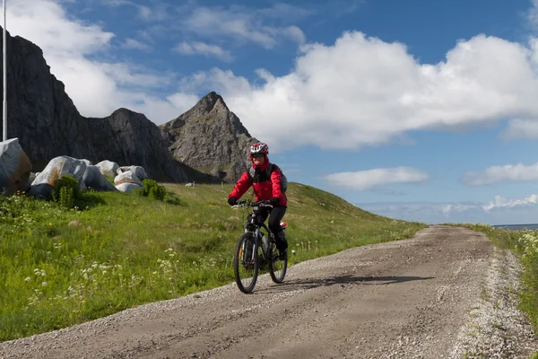 Horské kolo cyklista, Norsko — Stock fotografie