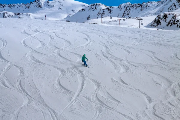 Snowboarder, Solden, Áustria, esporte de inverno extremo — Fotografia de Stock