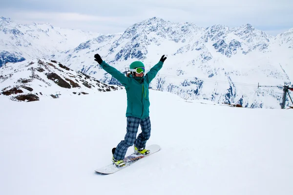 Snowboardåkare, Sölden, Österrike, extrema vintersport — Stockfoto