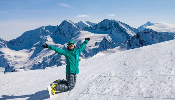 Snowboardåkare, Sölden, Österrike, extrema vintersport — Stockfoto