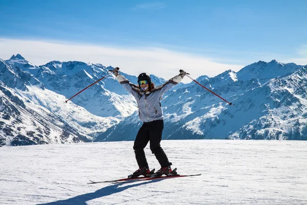 Skier on snow hill, Solden, Austria, winter sport — Stock Photo, Image