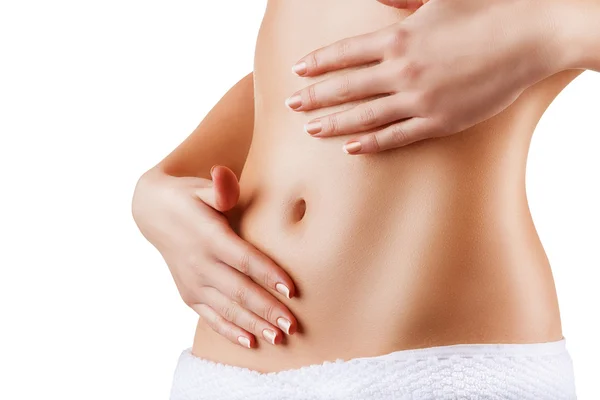 Donna applicare crema per il corpo — Foto Stock