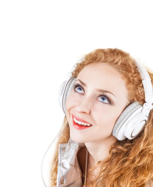 Woman in headphones — Stock Photo, Image
