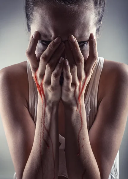 Hands in the blood — Stock Photo, Image