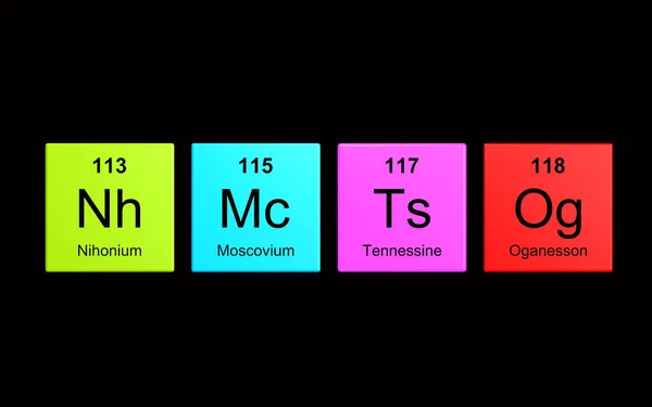 Novos elementos químicos na tabela periódica — Fotografia de Stock