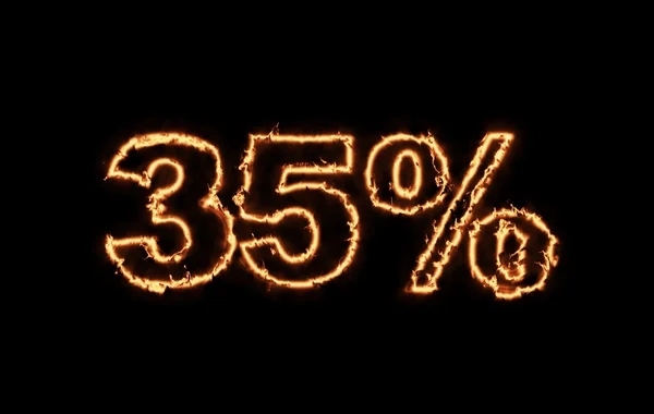 35 percent off text in fire — Stock Photo, Image