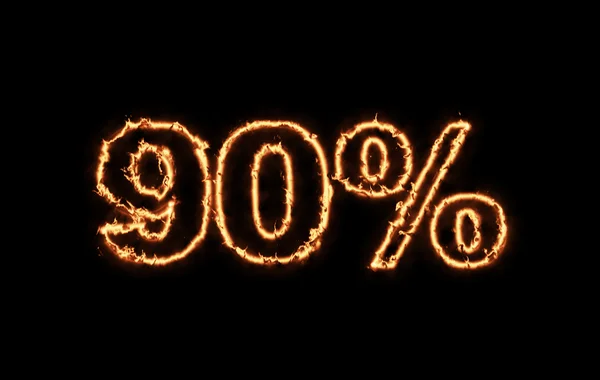 90 percent off text in fire — Stock Photo, Image