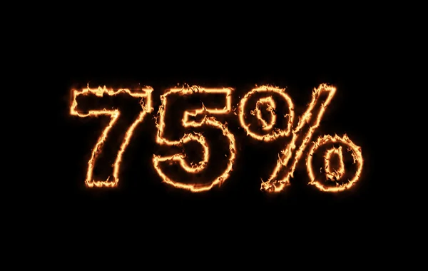 75 percent off text in fire — Stock Photo, Image