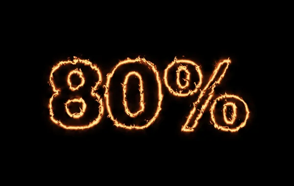 80 percent off text in fire — Stock Photo, Image