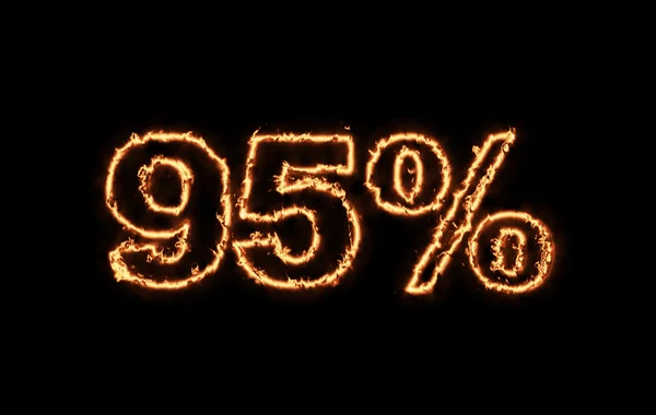 95 percent off text in fire — Stock Photo, Image