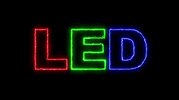 RGB led texto eléctrico resplandeciente — Vídeo de stock