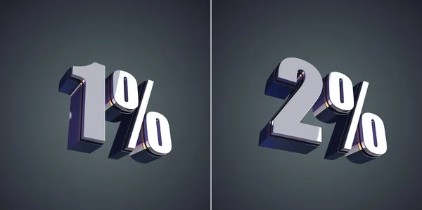 1% e 2% — Fotografia de Stock