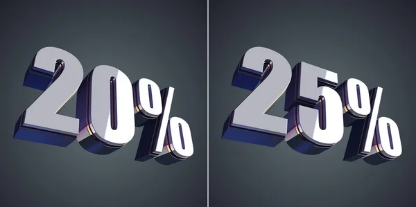 20 процентов и 25 процентов — стоковое фото