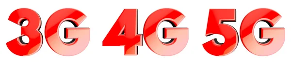 3G, 4G, 5G red glossy icon set — Stock Photo, Image