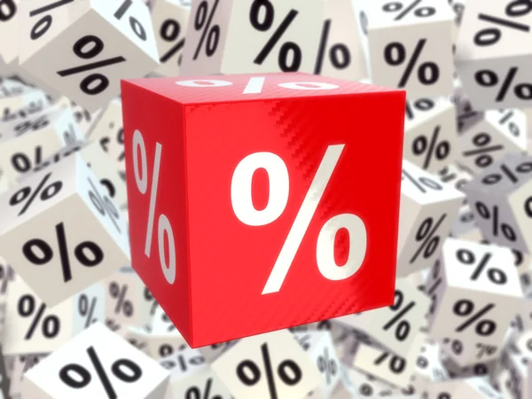 Percent symbol red cube